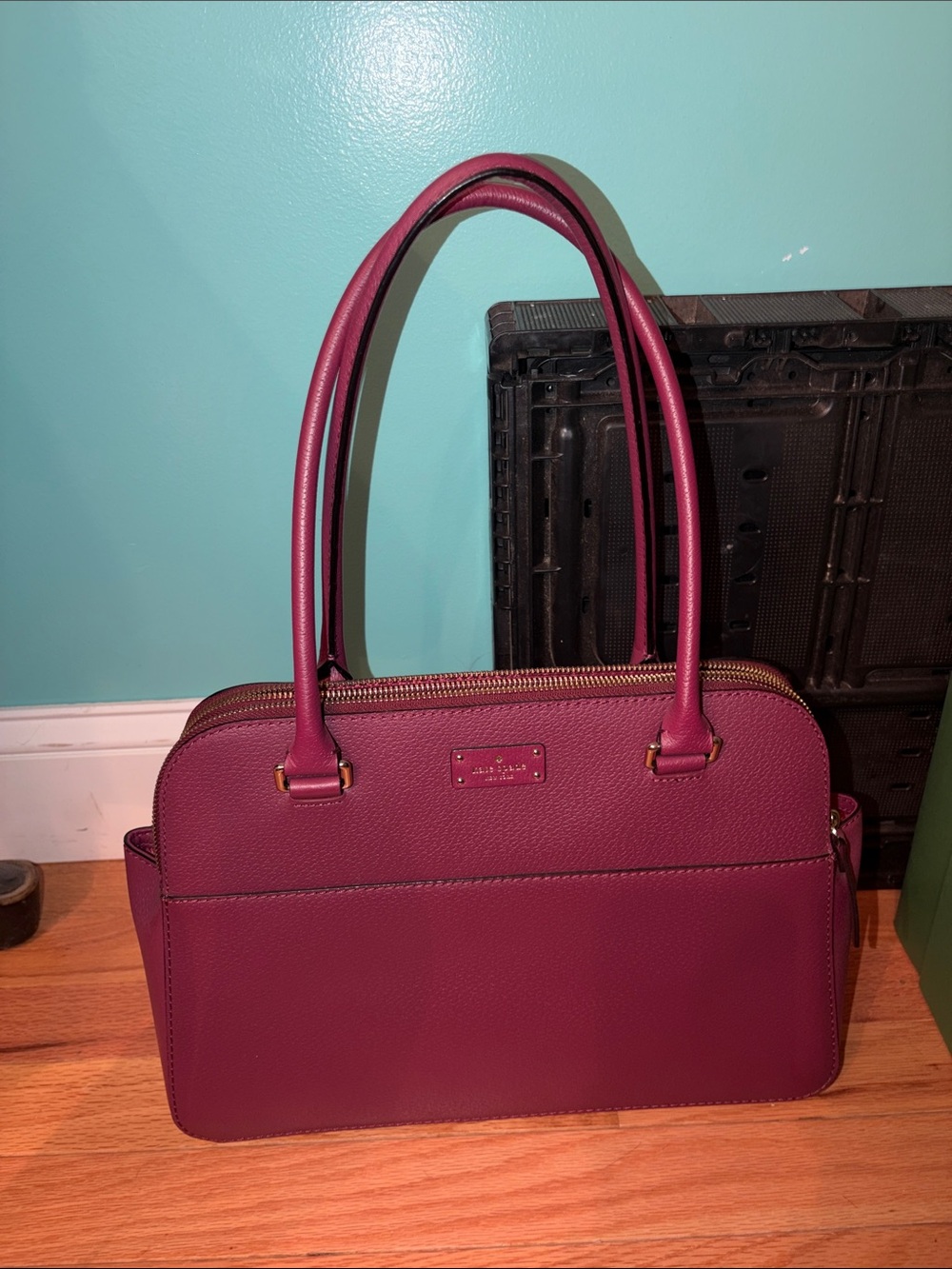 kate spade berry pink leather tote satchel